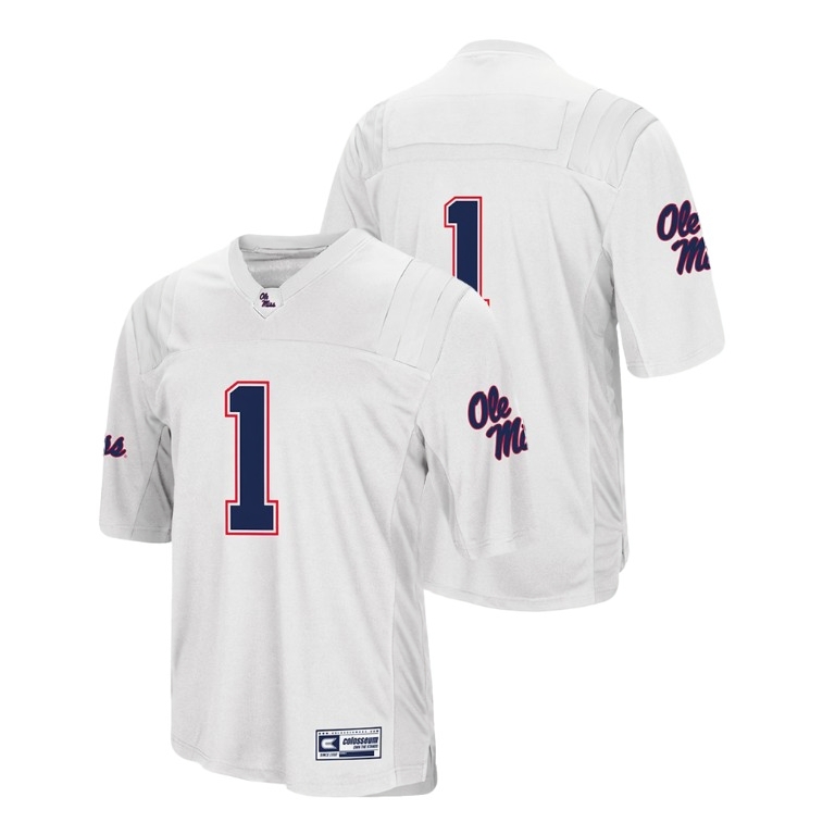 Ole Miss Rebels Men's NCAA #1 White Authentic Colosseum College Football Jersey HQC0749CS